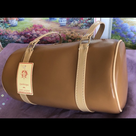 New La Redoute France Tan Beige Barrel Handbag New La Redoute France Tan Beige Barrel Handbag
